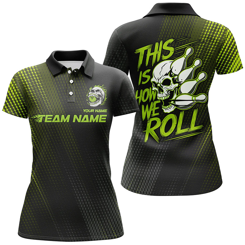 Custom Skull Bowling Team Shirt for Women - Green I6738
