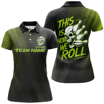 Custom Skull Bowling Team Shirt for Women - Green I6738