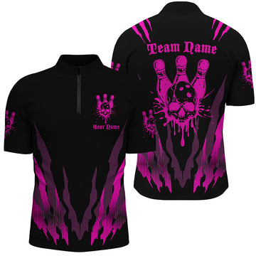 Custom Pink Skull Bowling Shirts for Men & Women I5836
