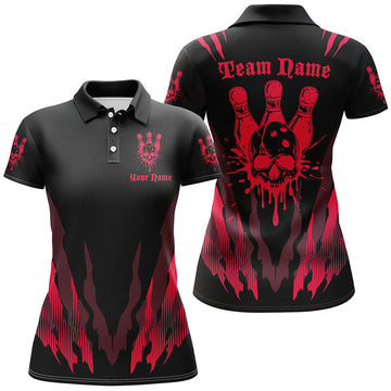 Red Skull Bowling Team Shirts for Women I5837