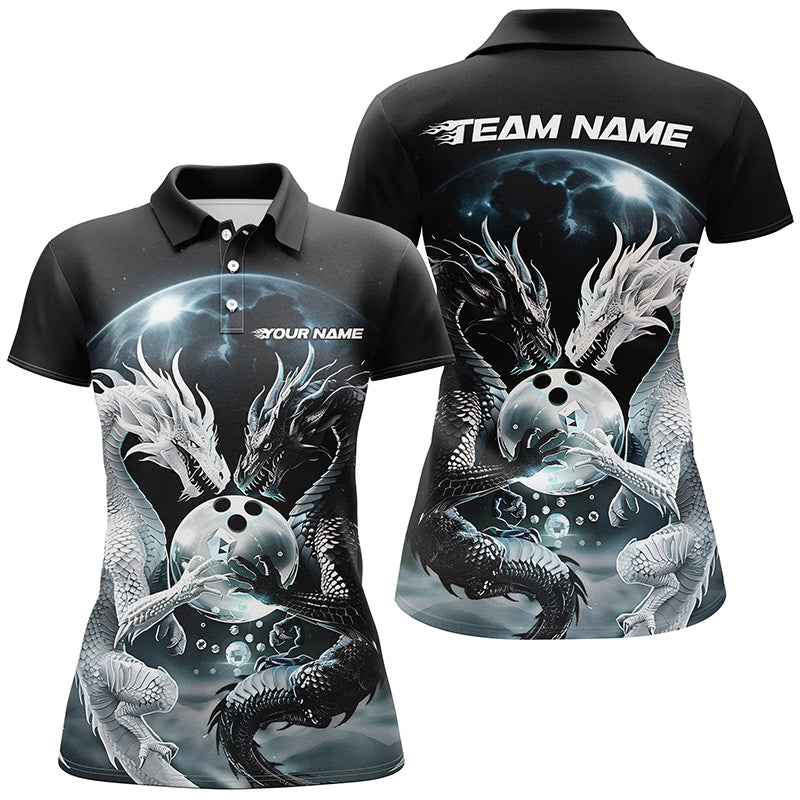 Women's Black & White Dragon Bowling Shirt I7064