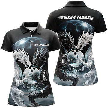 Women's Black & White Dragon Bowling Shirt I7064