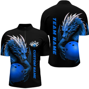 Custom Blue Dragon Men's Bowling Quarter Zip Shirt I5294