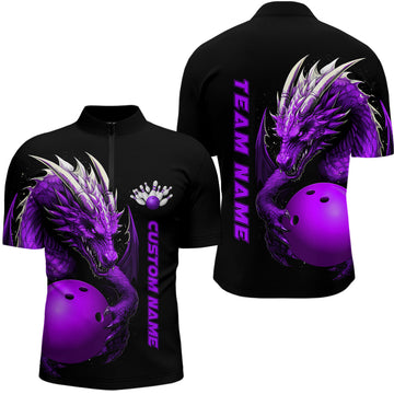 Men's Purple Dragon Bowling Quarter Zip Shirt I5296