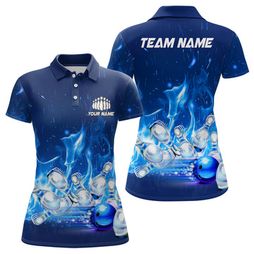 Women's Blue Flame Bowling Team Jersey I5493