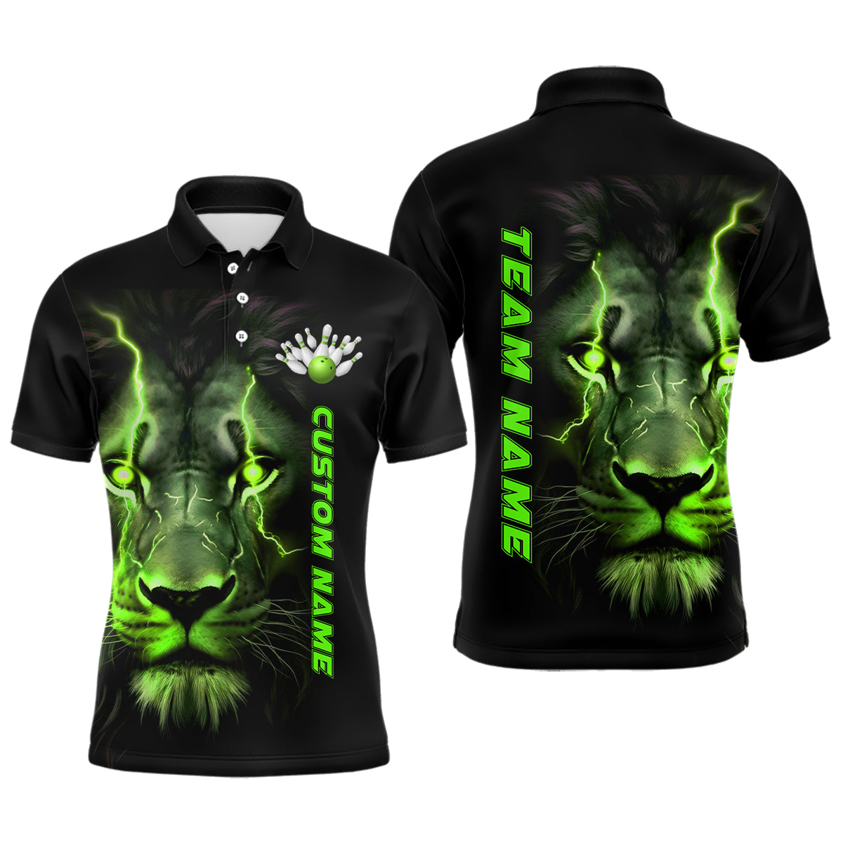 Green Lion Men's Bowling Polo Shirts I5358