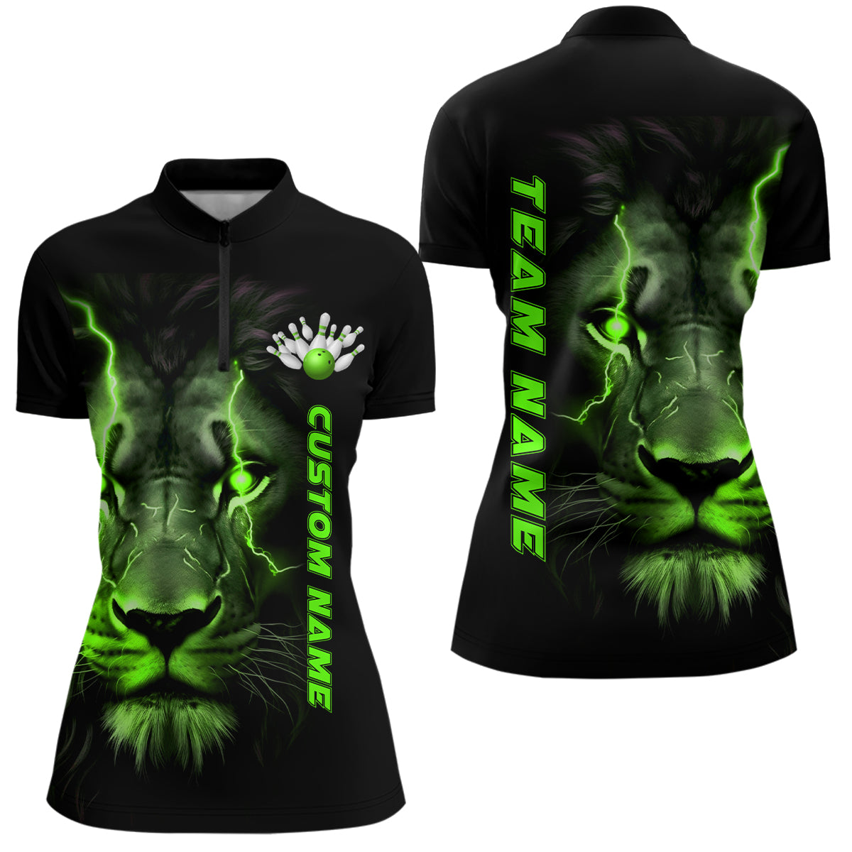 Green Lion Ladies Bowling Quarter Zip Shirt I5358
