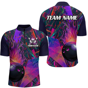 Custom Colourful Bowling Shirts for Men & Women - Flame Jerseys I6720