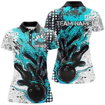 Black & Blue Flame Ladies Bowling Shirts I7168