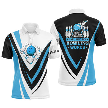 Men's Blue Bowling Polo Shirt - I'm Not Swearing, I'm Using My Bowling Words N6631