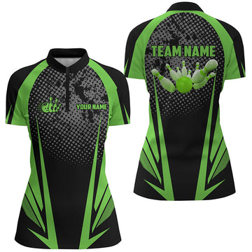 Women's Bowling Quarter-Zip Black & Green Team Jersey N7147