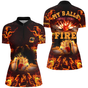 Flame Bowling Quarter Zip Shirt for Women N4865