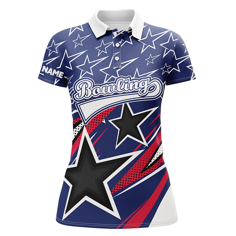 Blue Stars Women's Bowling Polo Shirt - Custom Team Jersey N5721