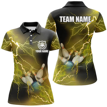 Women's Yellow Lightning Bowling Polo Shirt N6378