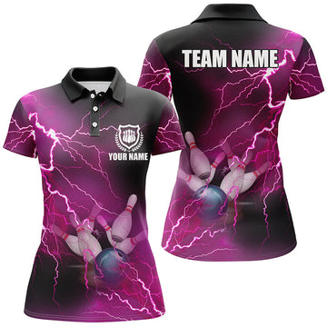 Women's Pink Lightning Bowling Polo Shirt N6379
