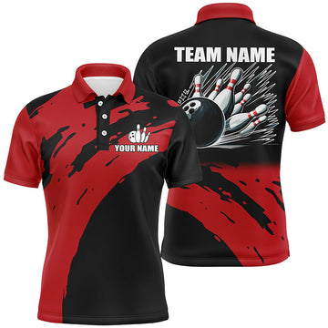 Red & Black Men's Bowling Polo Shirts - Custom Team Jerseys N7289