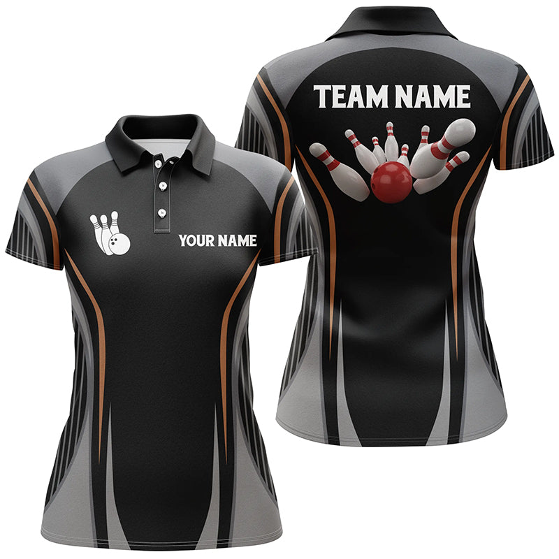 Women's Black Vintage Bowling Polo Shirt N5246