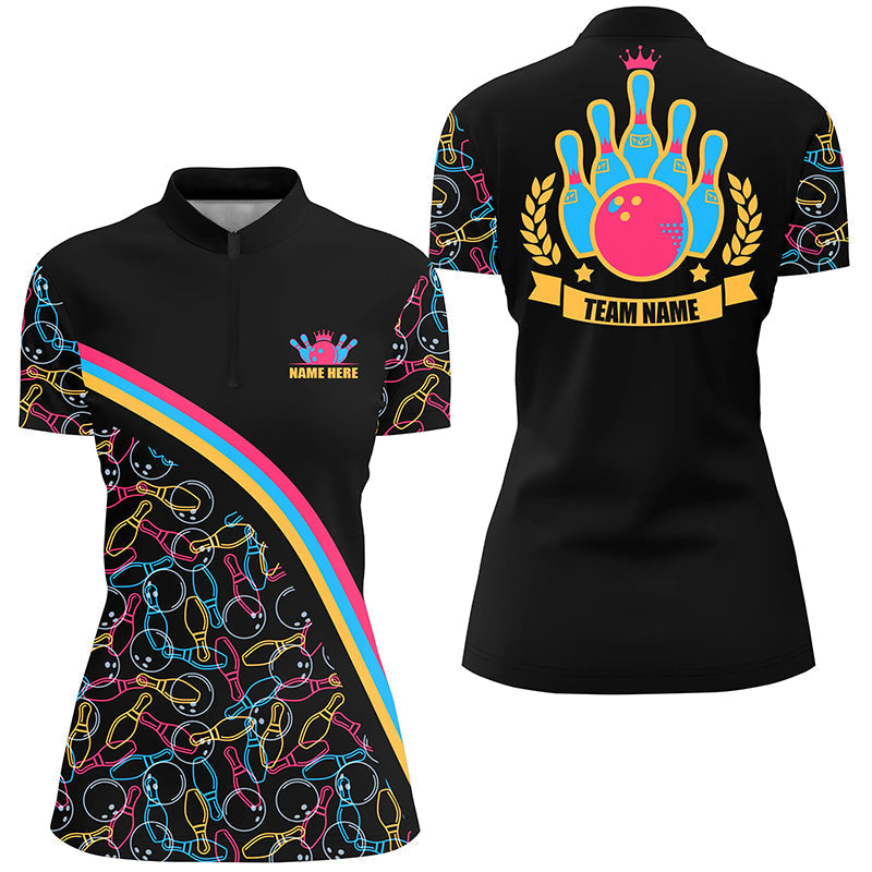 Women's Custom Pink Bowling Quarter Zip Shirt N4564