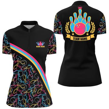 Women's Custom Pink Bowling Quarter Zip Shirt N4564
