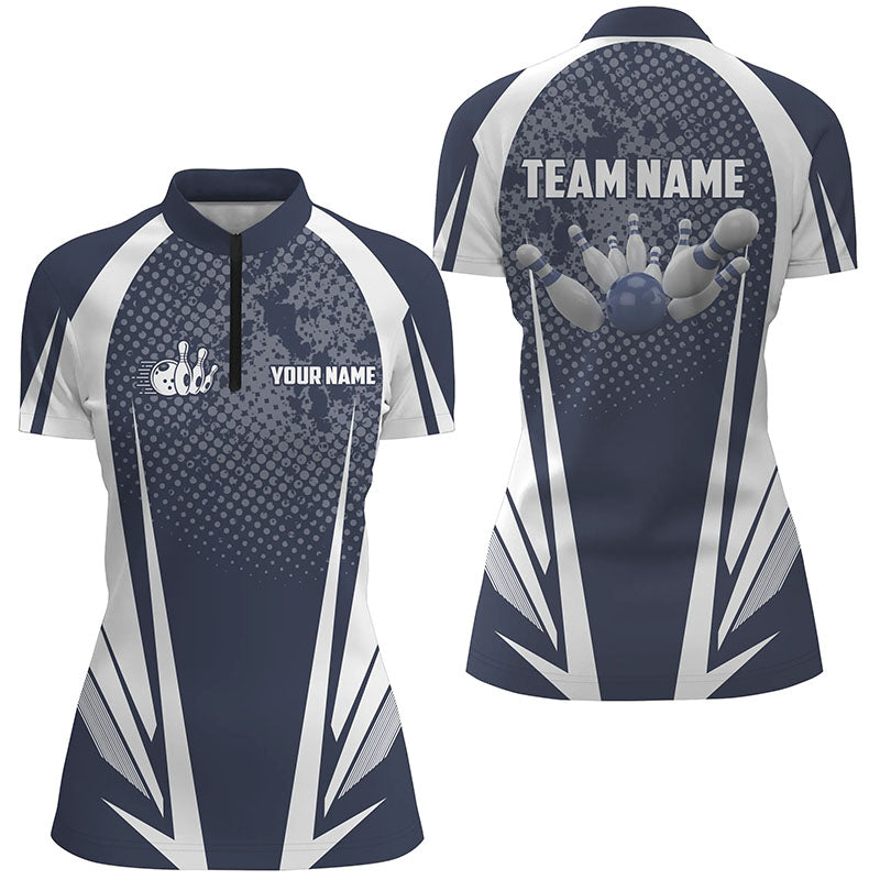 Women's Bowling Quarter-Zip Navy & White Team Jersey N5964