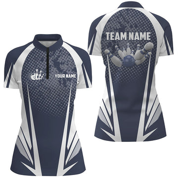 Women's Bowling Quarter-Zip Navy & White Team Jersey N5964