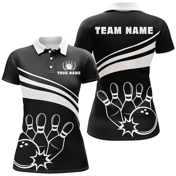 Custom Black & White Women's Bowling Polo Shirt N6875