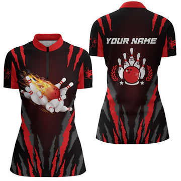 Women's Flame Bowling Quarter Zip Shirt N4397