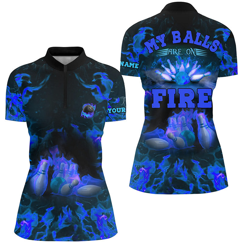 Blue Flame Women's Bowling Quarter Zip Shirt N6457