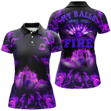 Women's Purple Flame Bowling Polo Shirt N6459