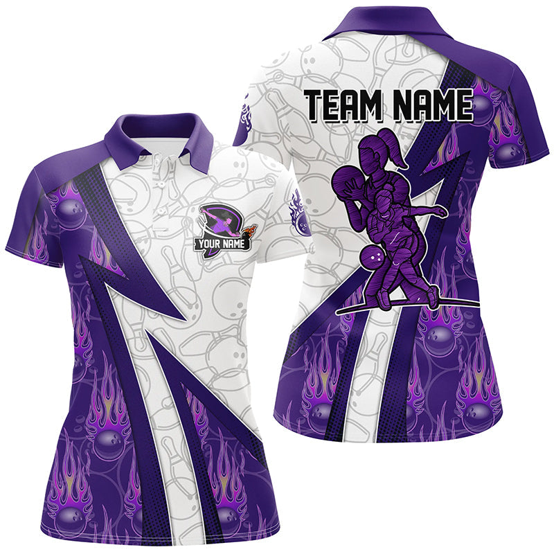 Women's Purple Flame Camo Bowling Polo Shirt N6462