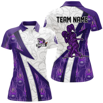 Women's Purple Flame Camo Bowling Polo Shirt N6462