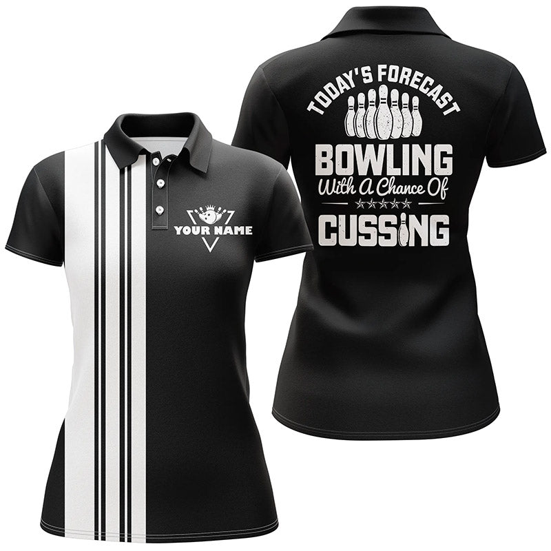 Women's Black & White Retro Bowling Polo Shirt N6908