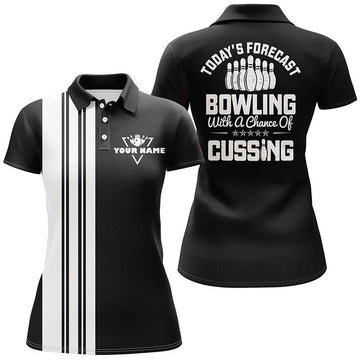 Women's Black & White Retro Bowling Polo Shirt N6908