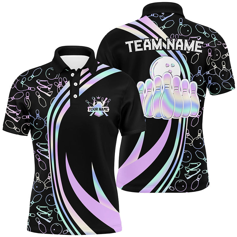 Black Men's Neon Camo Bowling Polo Shirt N7210