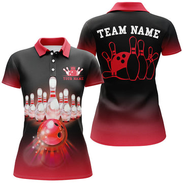 Women's Red Gradient Bowling Polo Shirt - Team Jersey N7375