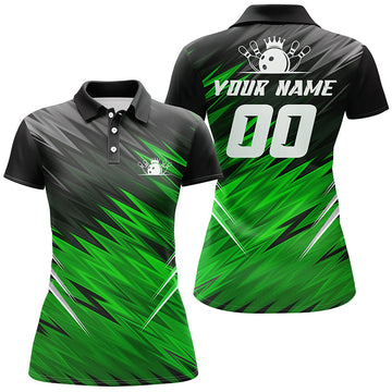 Women's Green & Black Short Sleeve Bowling Polo N6476