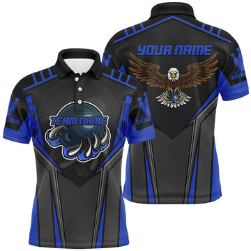 Men's Blue Bowling Polo Shirt - Eagle Team N4631
