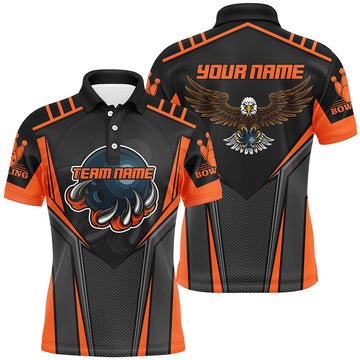 Men's Orange Bowling Polo Shirt - Custom Team Name N4631