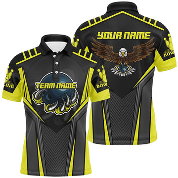 Men's Yellow Bowling Polo Shirt - Custom Name & Team Name N4631