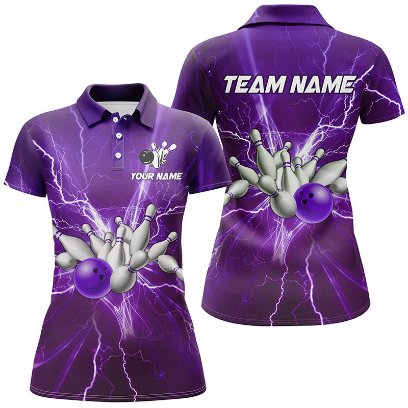 Women's Purple Lightning Bowling Polo Shirt N7395