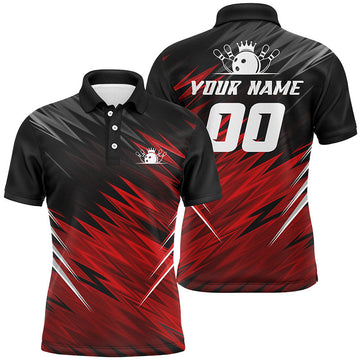 Red & Black Men's Short Sleeve Bowling Polo Shirt N5137