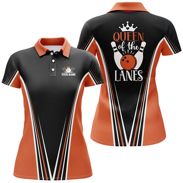 Women's Orange Short Sleeve Bowling Polo Shirt N4648