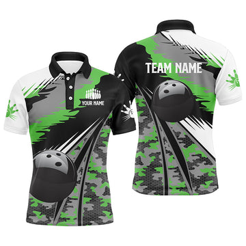 Men's Black Camo Bowling Team Polo Shirt N5422
