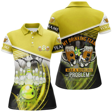 Women's Yellow Bowling Polo Shirt - Custom Team Jersey N7015