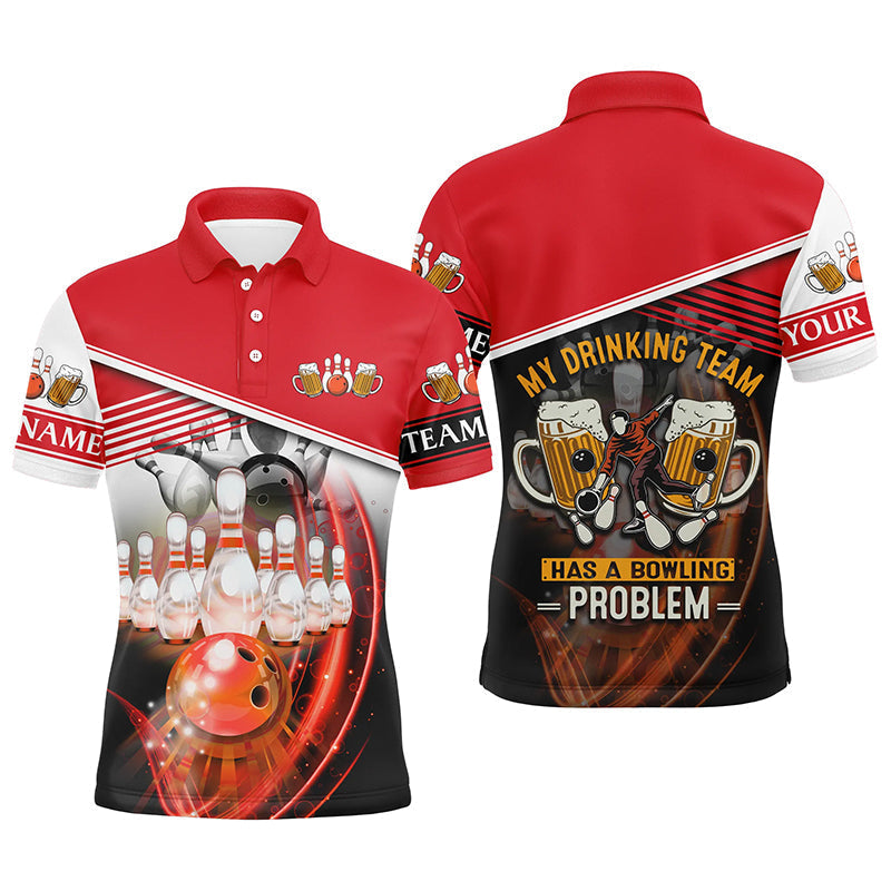 Men's Red Bowling Polo Shirt - Custom Team Jersey N7016