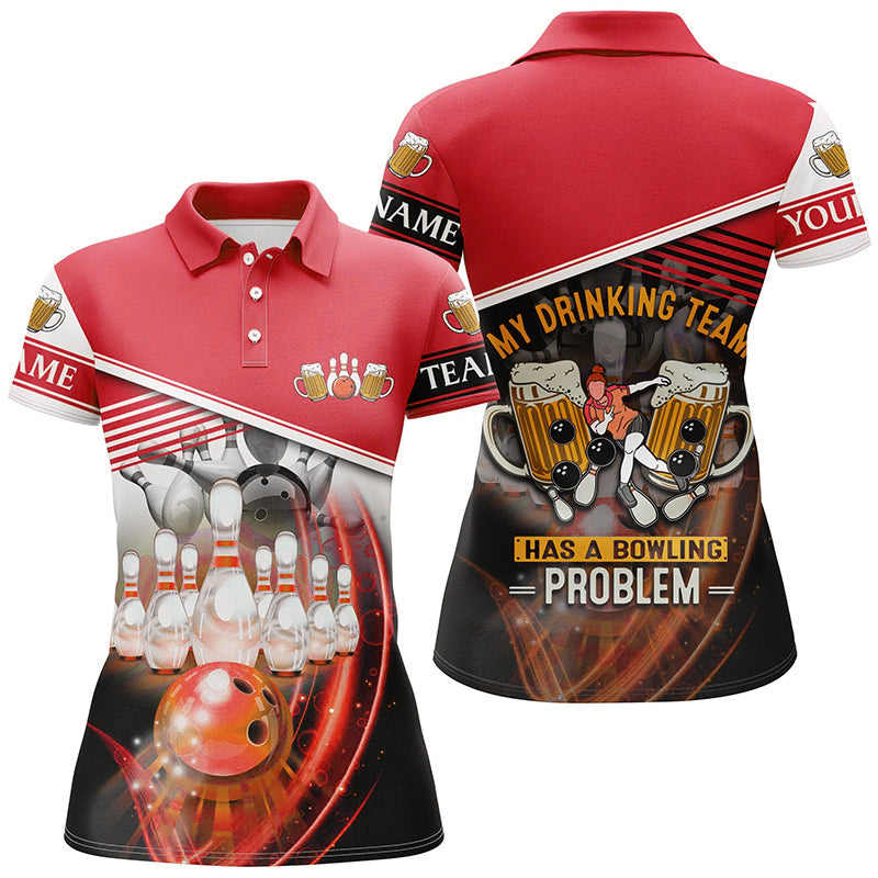 Women's Red Bowling Polo Shirt - Custom Team Jersey N7016