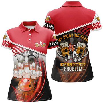 Women's Red Bowling Polo Shirt - Custom Team Jersey N7016