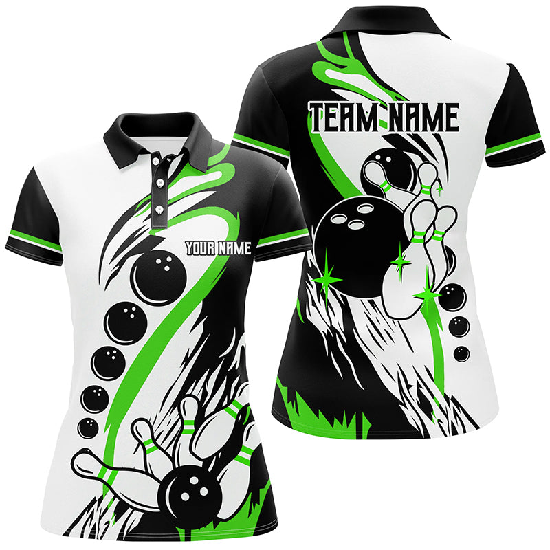 Women's Green Retro Bowling Polo Shirt N7155