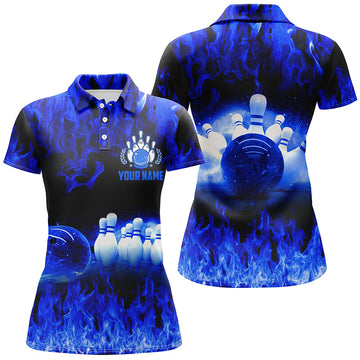 Blue Flame Women's Bowling Polo Shirt - Personalised Team Uniform N5199