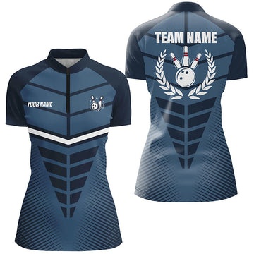 Navy Bowling Team Women's Custom Quarter Zip Jersey N7444